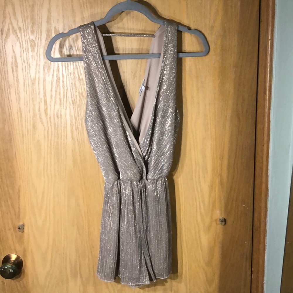 Charlotte Russe gold crinkle cut romper